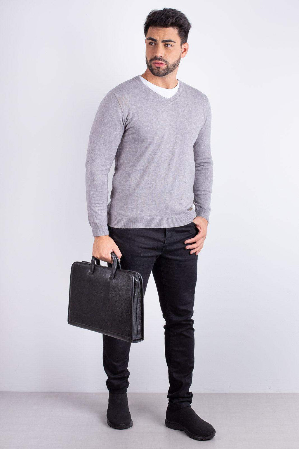 Pasta envelope de couro com alça Docs - Enluaze