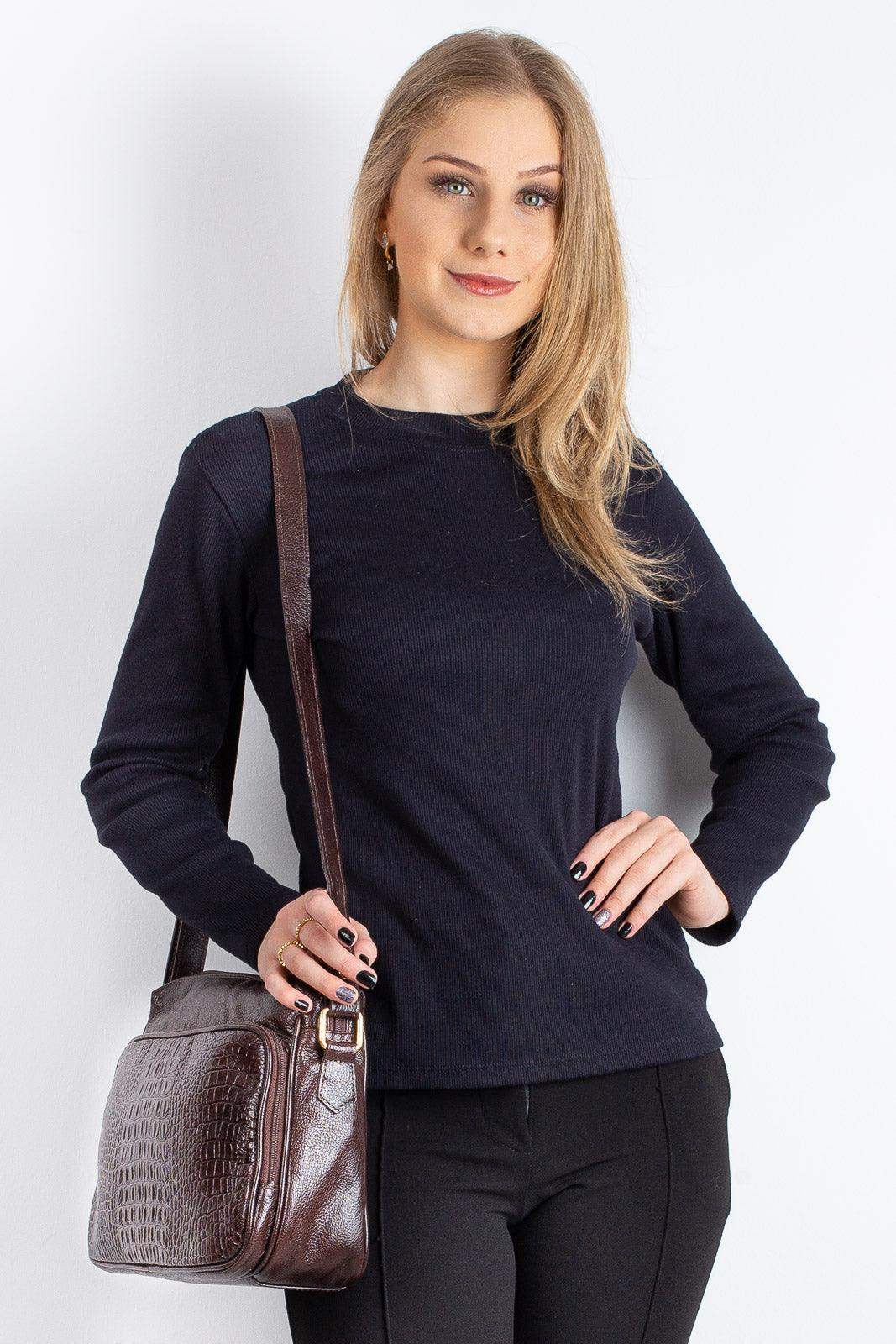 Bolsa de couro croco tiracolo Anita - Enluaze