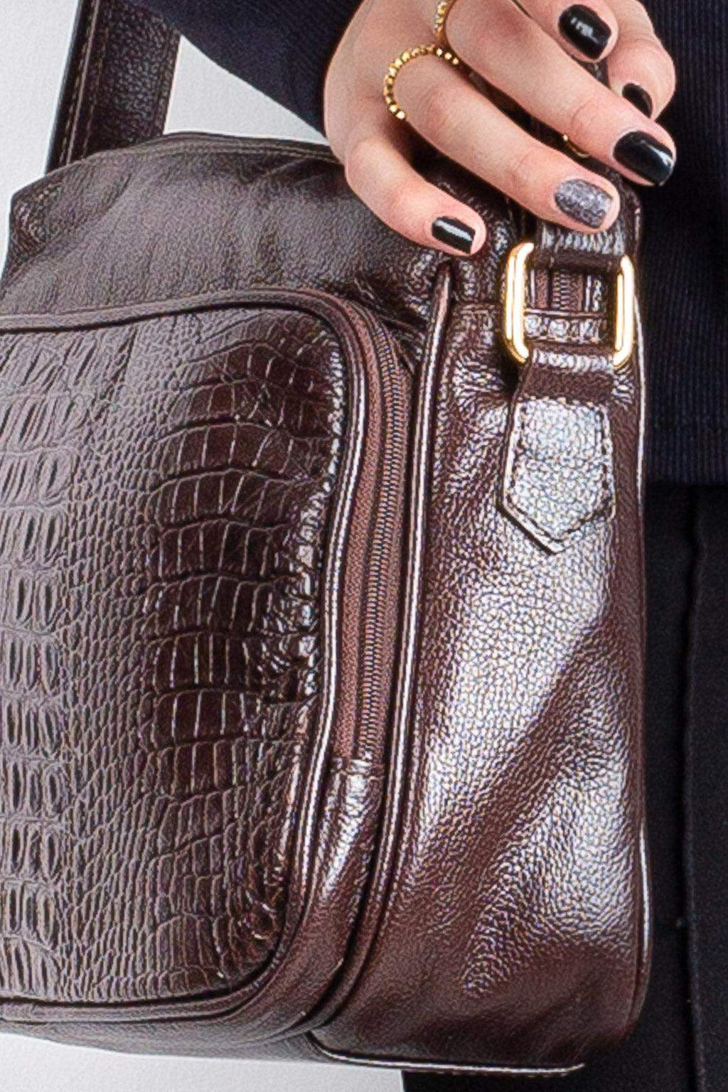 Bolsa de couro croco tiracolo Anita - Enluaze