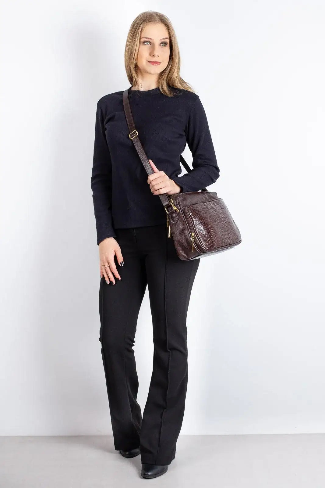 Bolsa de couro croco tiracolo Anita - Enluaze