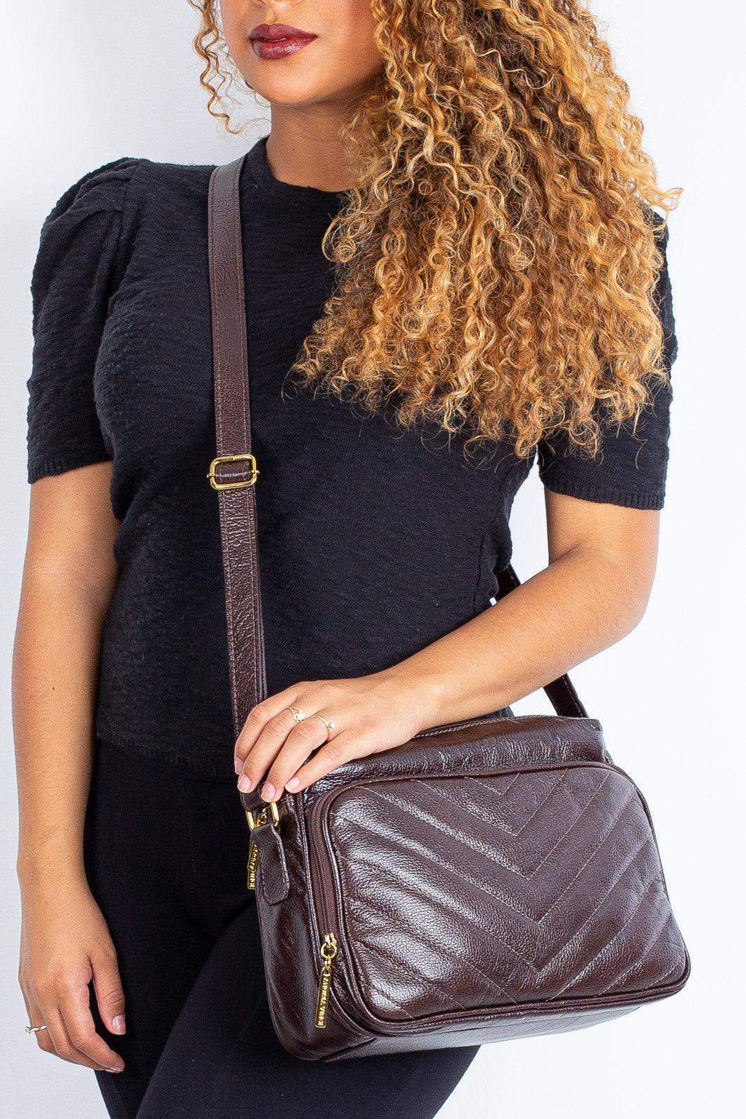 Bolsa de couro liso tiracolo Anita - Enluaze