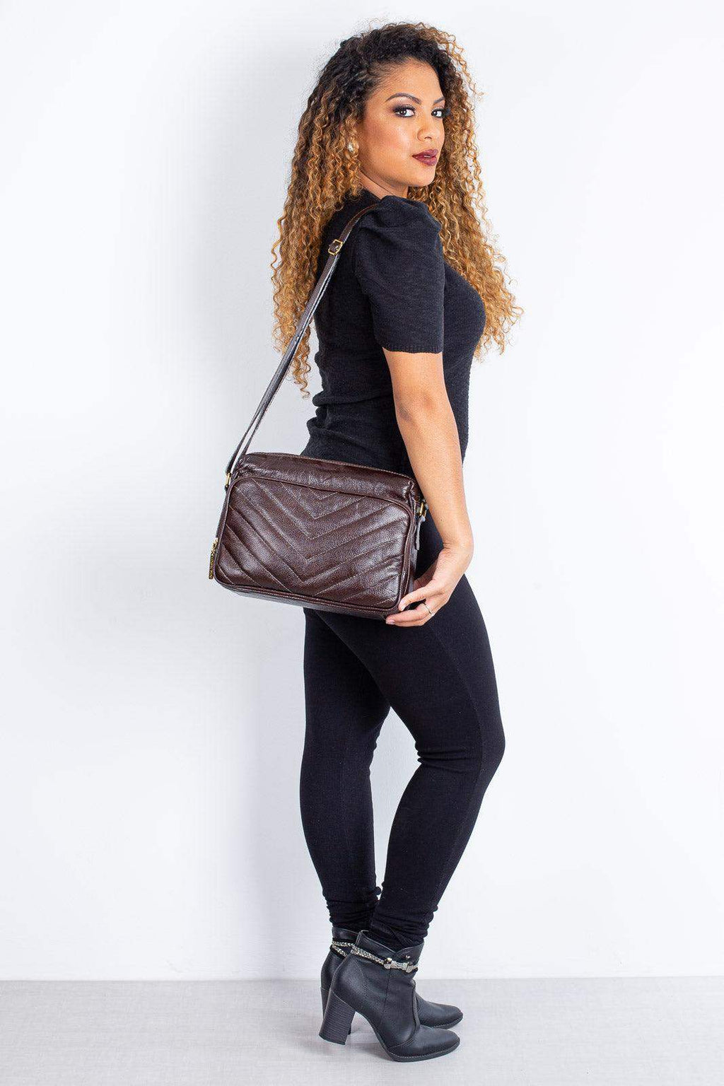 Bolsa de couro liso tiracolo Anita - Enluaze