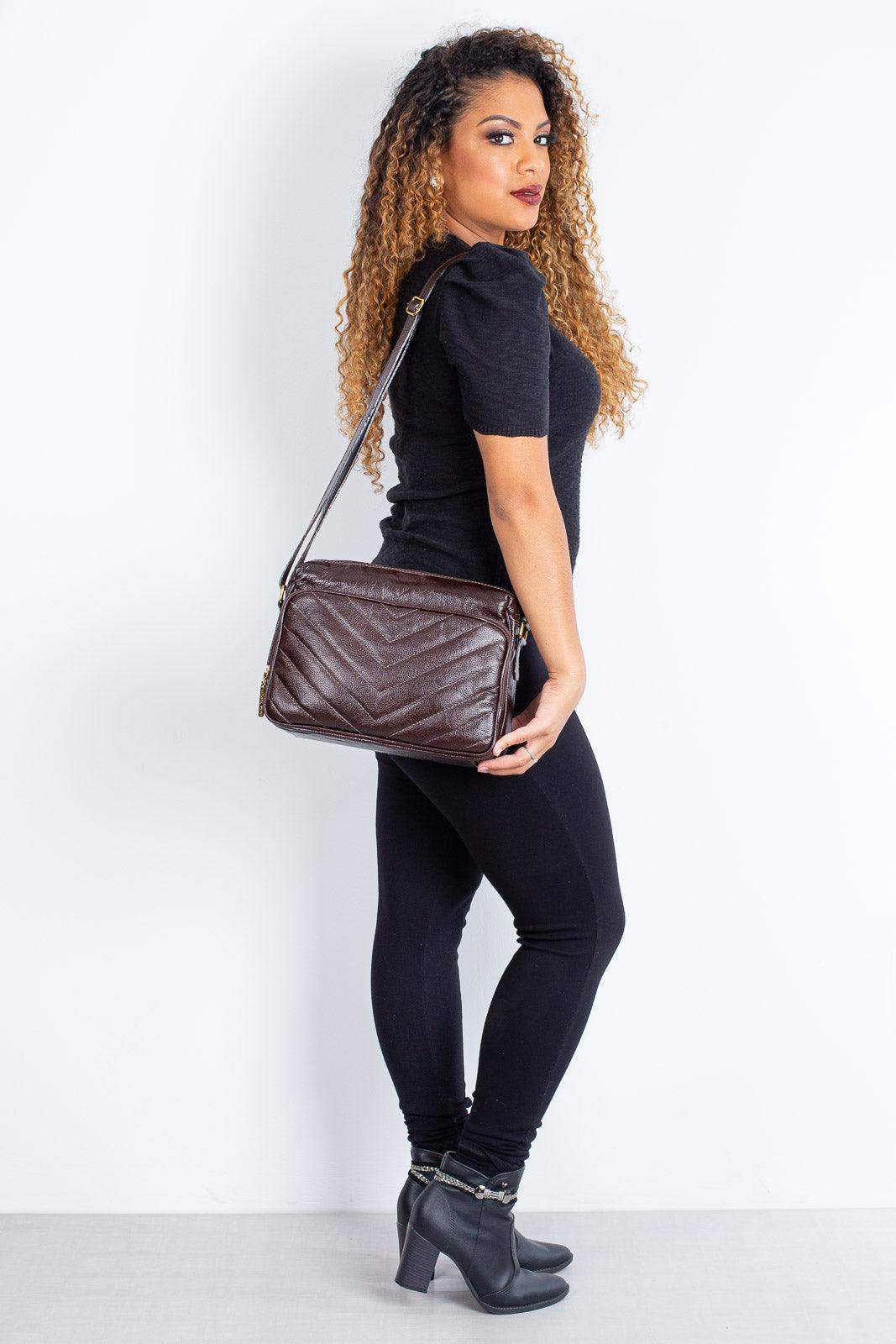 Bolsa de couro liso tiracolo Anita - Enluaze