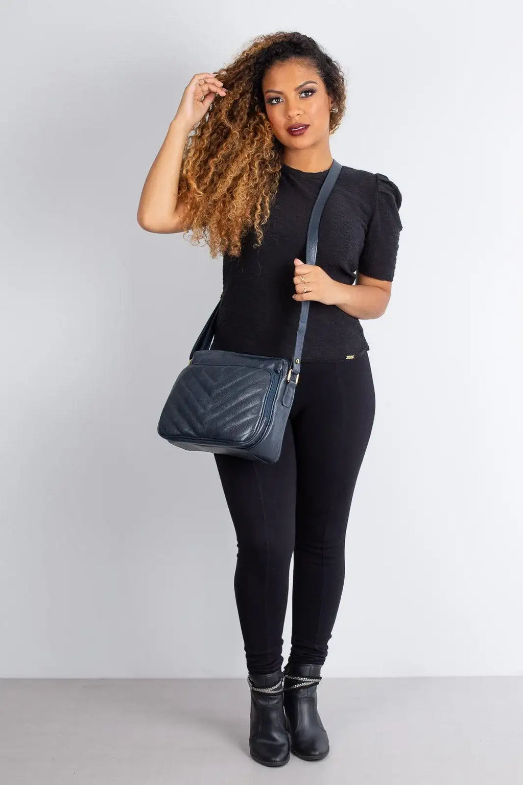 Bolsa de couro liso tiracolo Anita - Enluaze