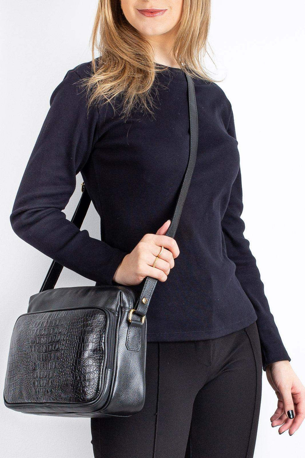 Bolsa de couro croco tiracolo Anita - Enluaze
