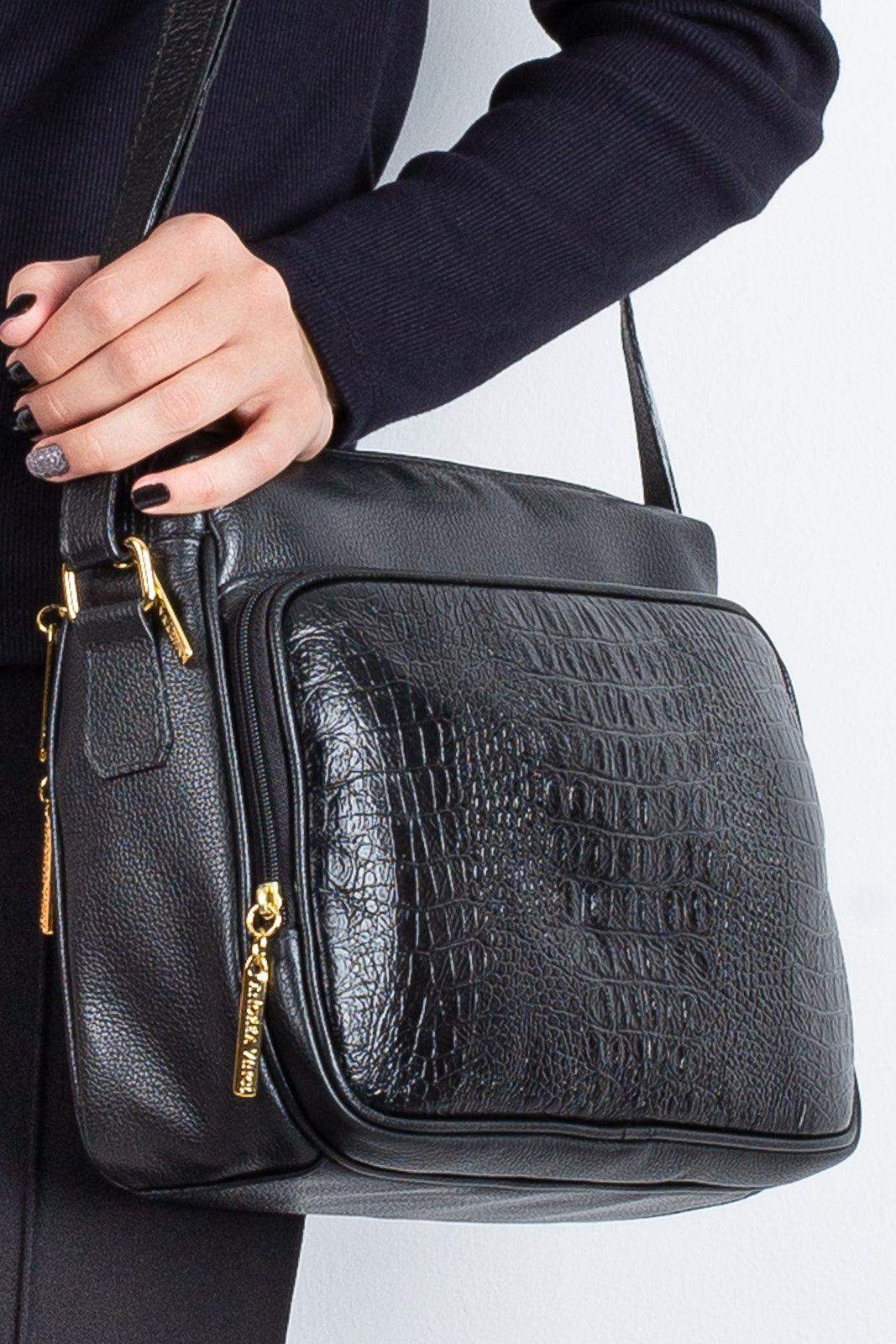 Bolsa de couro croco tiracolo Anita - Enluaze