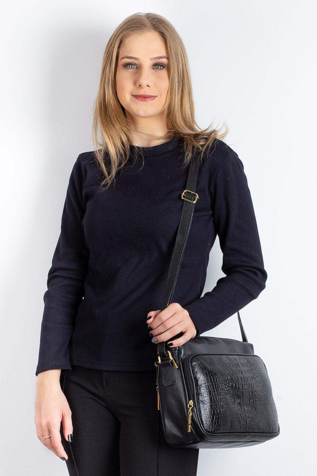 Bolsa de couro croco tiracolo Anita - Enluaze