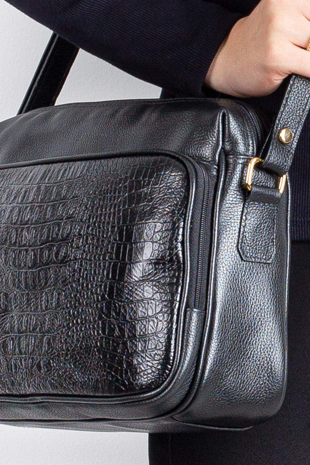 Bolsa de couro croco tiracolo Anita - Enluaze