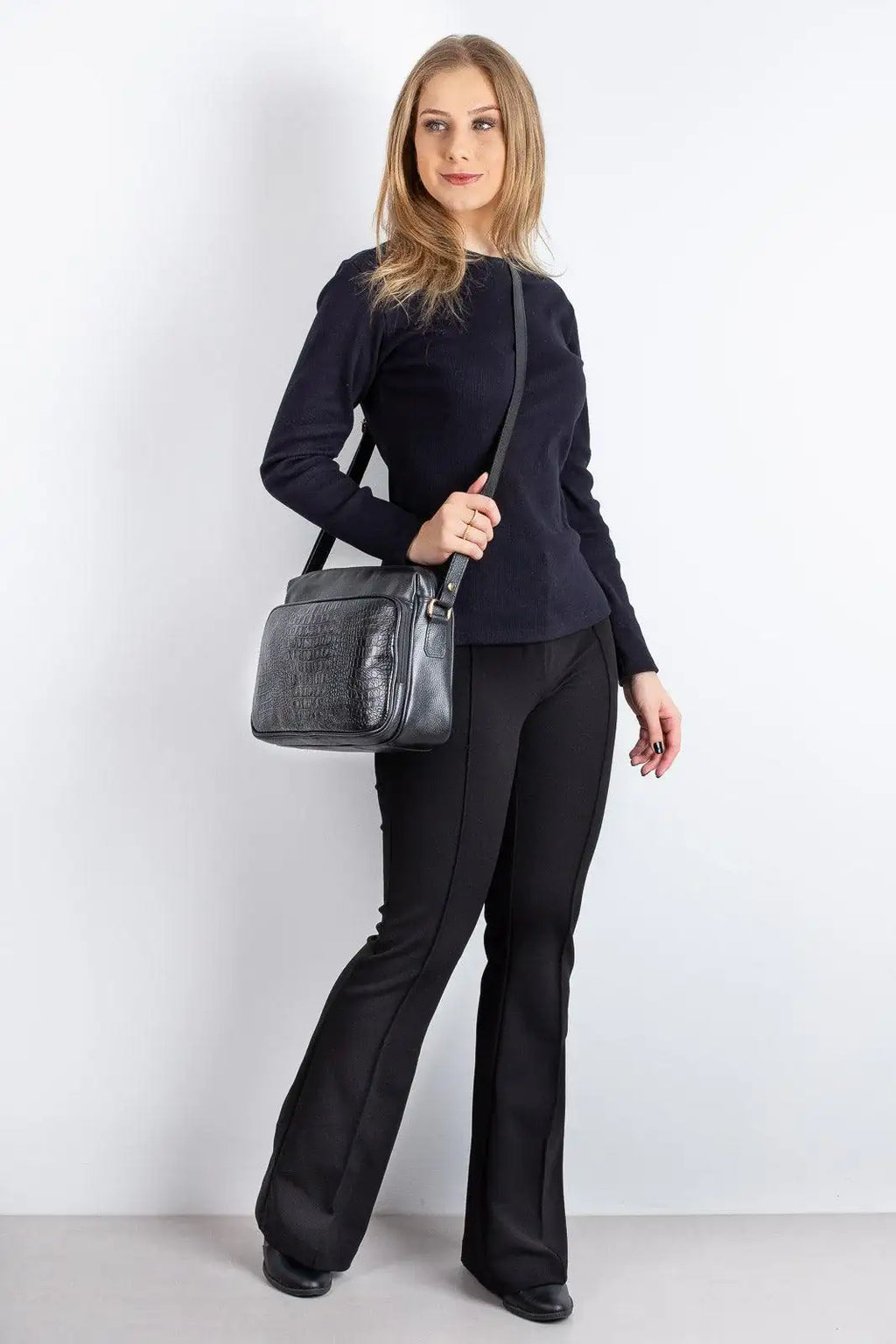 Bolsa de couro croco tiracolo Anita - Enluaze