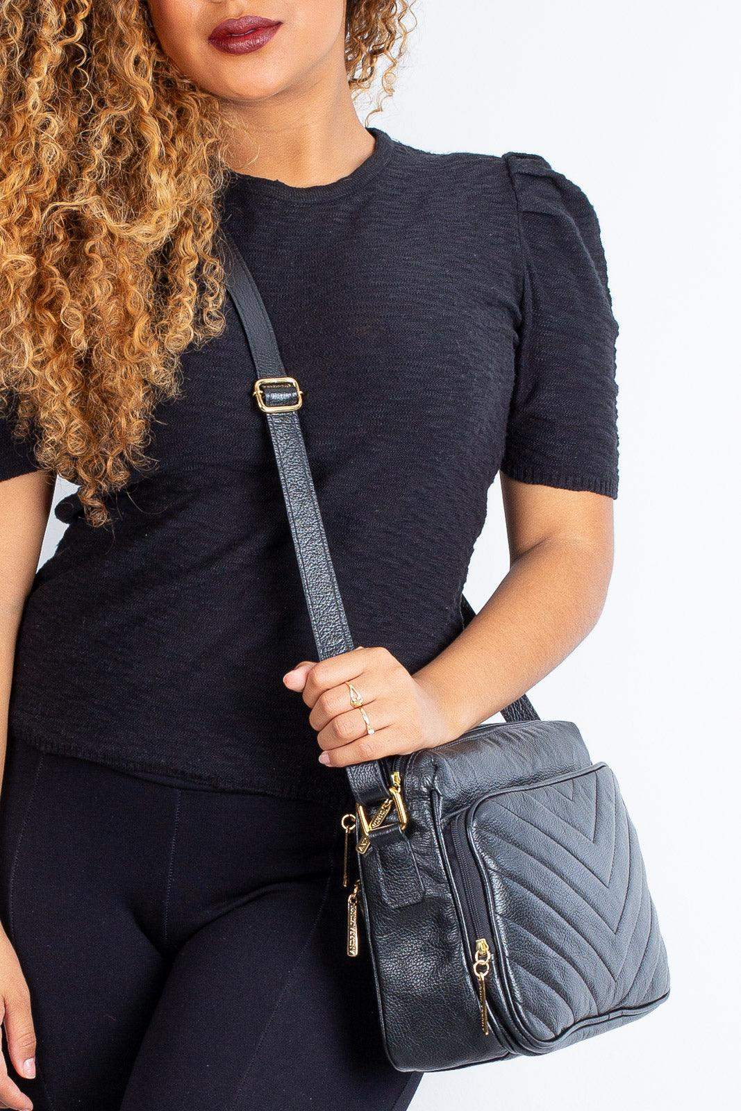 Bolsa de couro liso tiracolo Anita - Enluaze