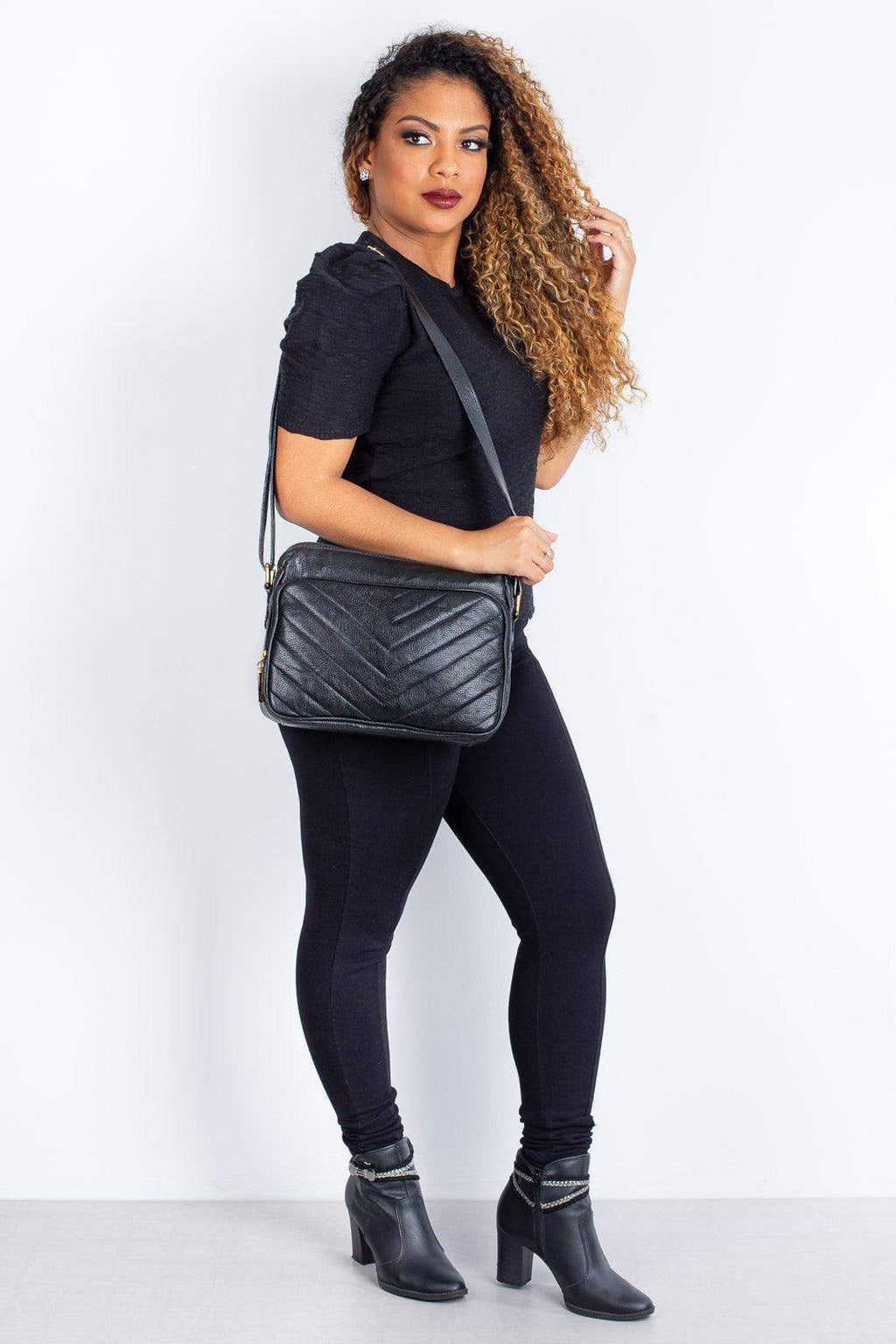 Bolsa de couro liso tiracolo Anita - Enluaze