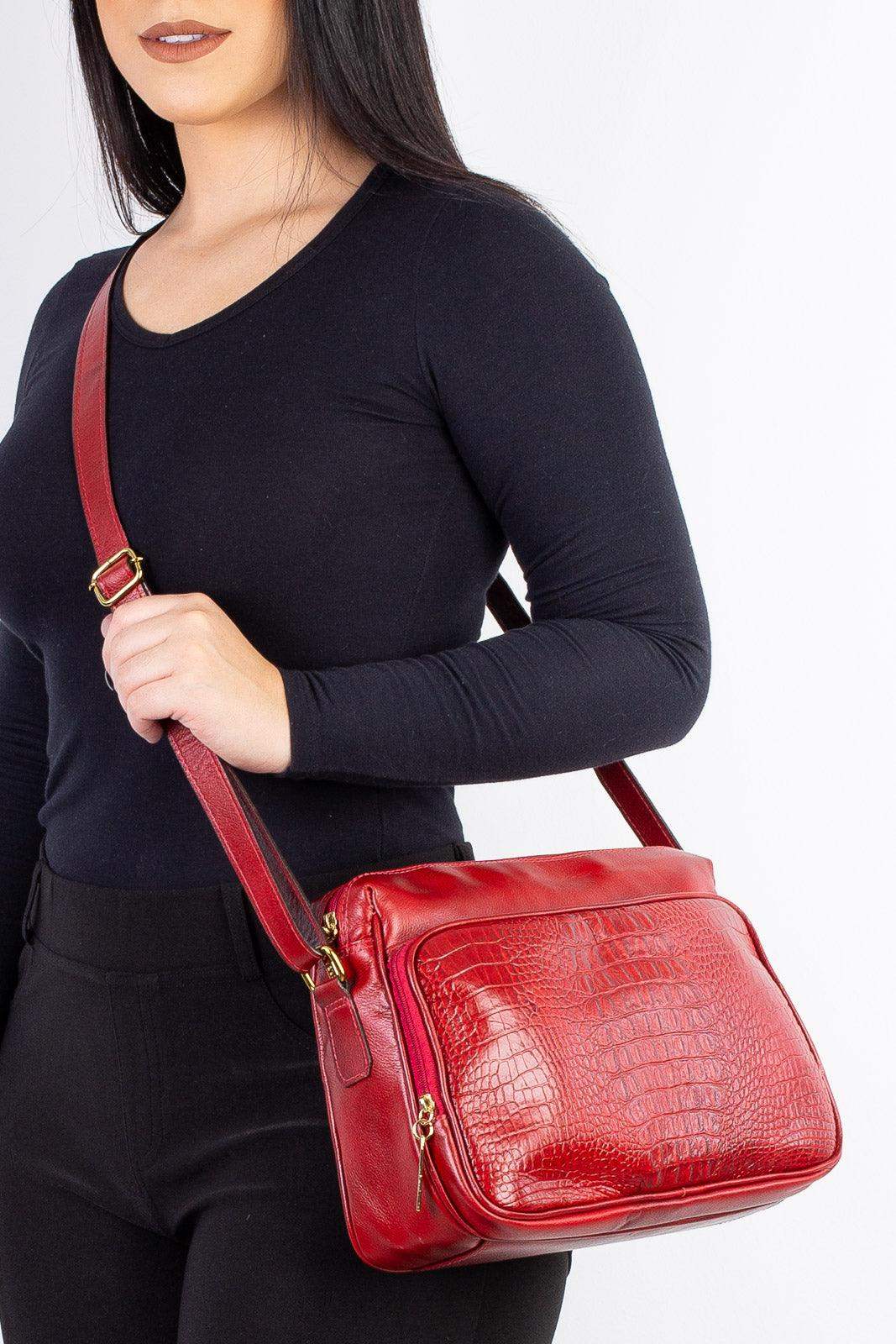 Bolsa de couro croco tiracolo Anita - Enluaze