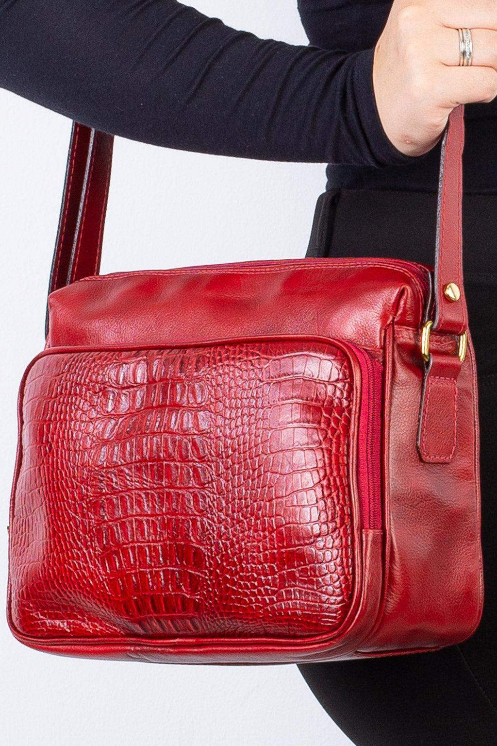 Bolsa de couro croco tiracolo Anita - Enluaze