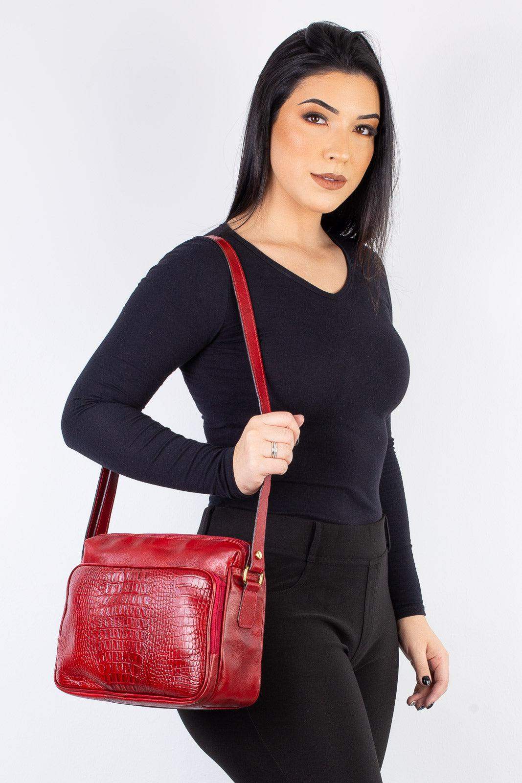 Bolsa de couro croco tiracolo Anita - Enluaze