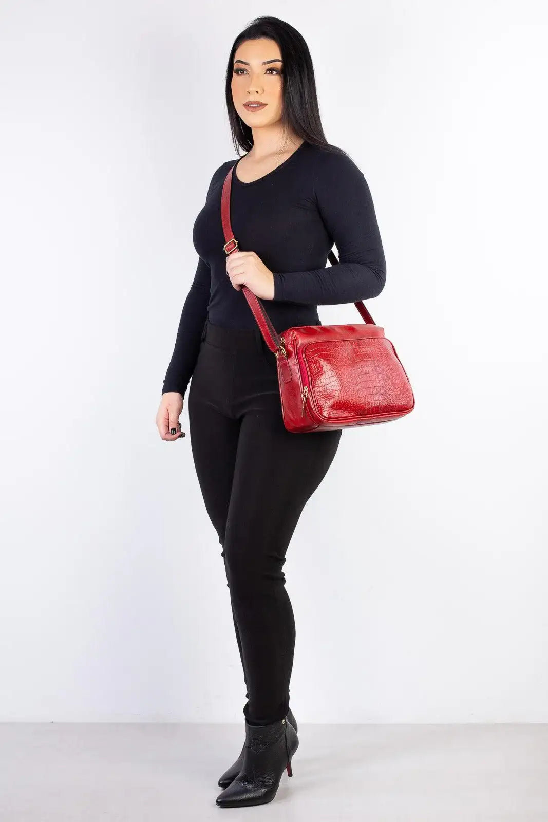 Bolsa de couro croco tiracolo Anita - Enluaze