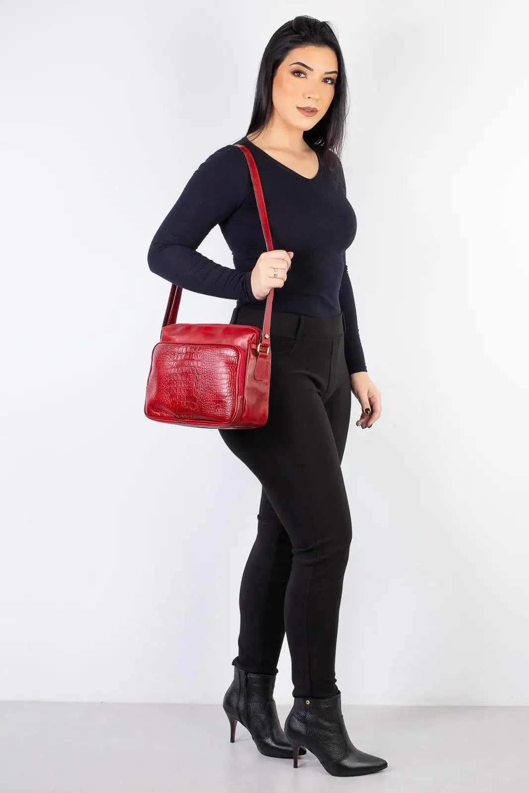 Bolsa de couro croco tiracolo Anita - Enluaze