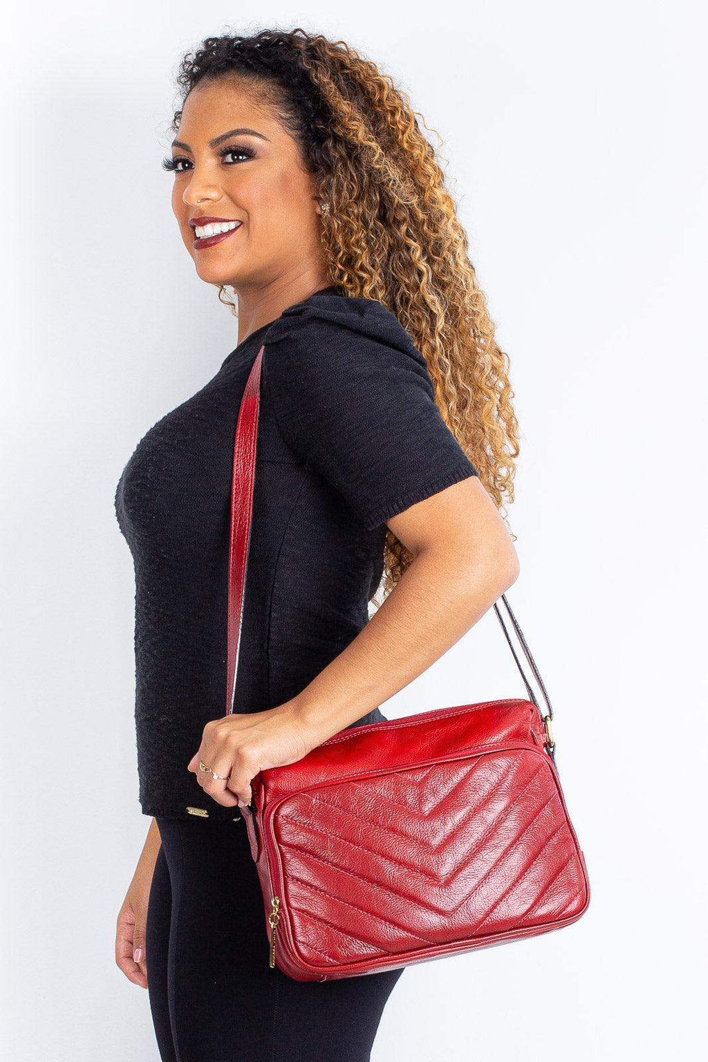 Bolsa de couro liso tiracolo Anita - Enluaze