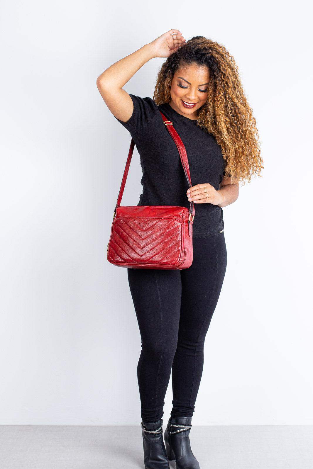 Bolsa de couro liso tiracolo Anita - Enluaze