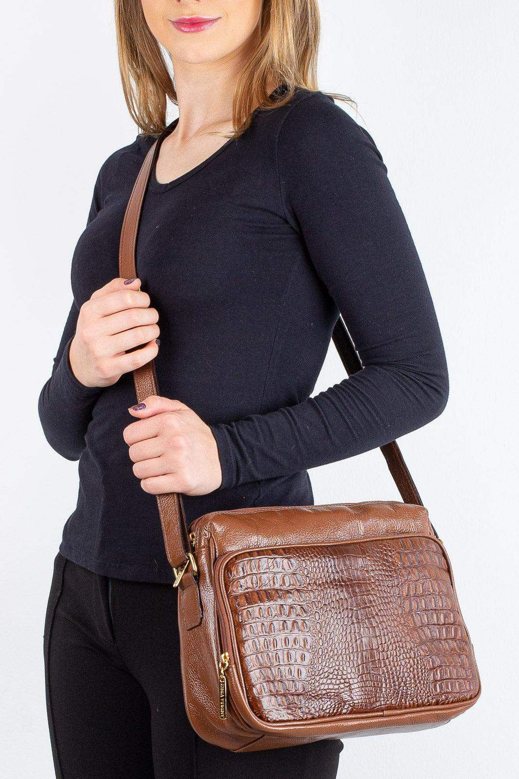 Bolsa de couro croco tiracolo Anita - Enluaze