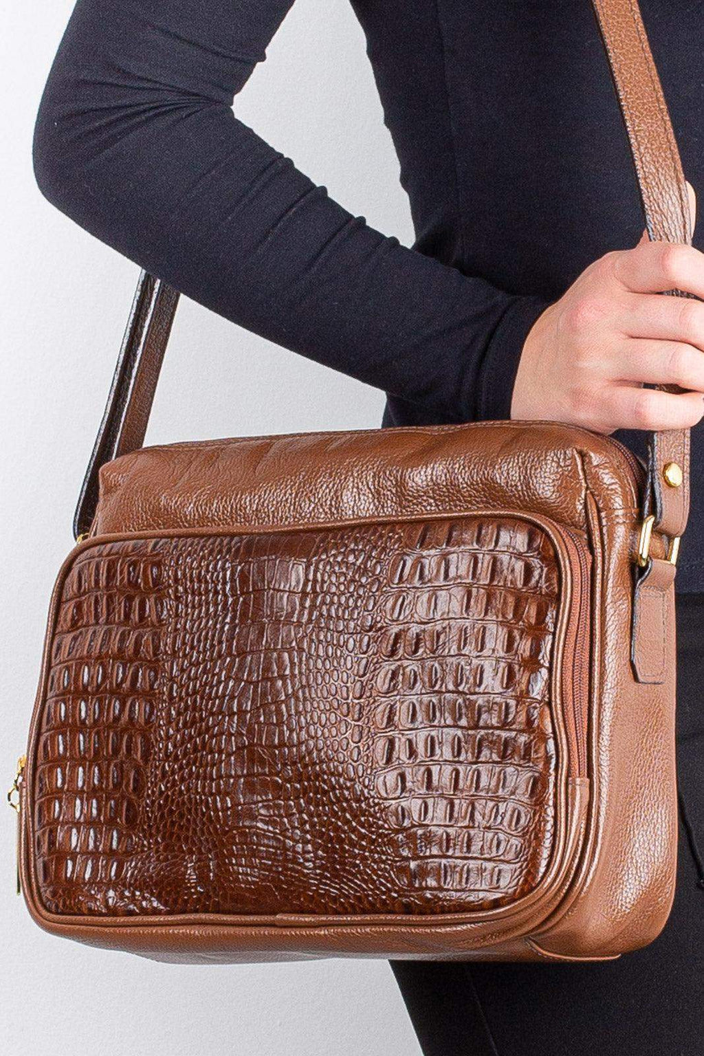 Bolsa de couro croco tiracolo Anita - Enluaze