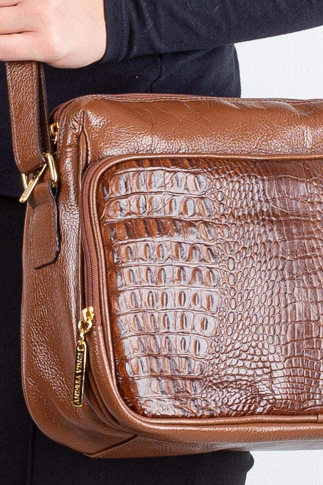 Bolsa de couro croco tiracolo Anita - Enluaze