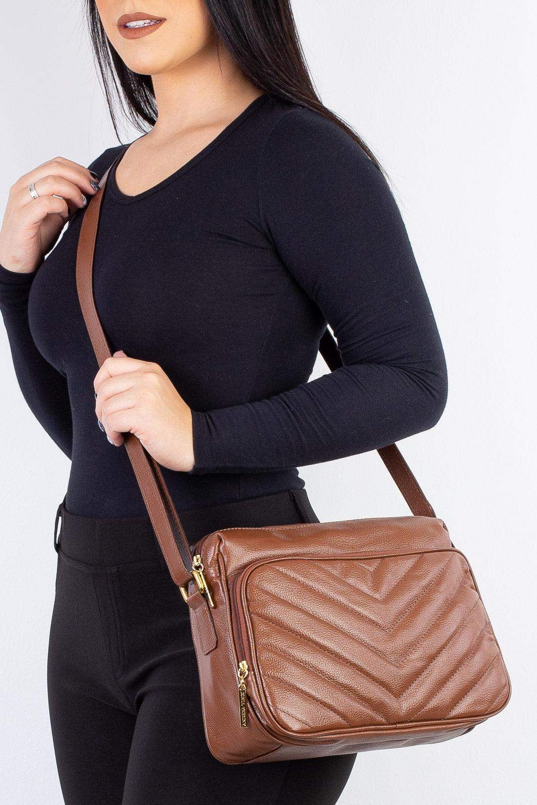 Bolsa de couro liso tiracolo Anita - Enluaze