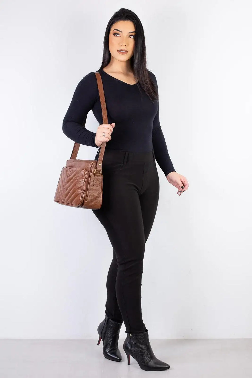 Bolsa de couro liso tiracolo Anita - Enluaze