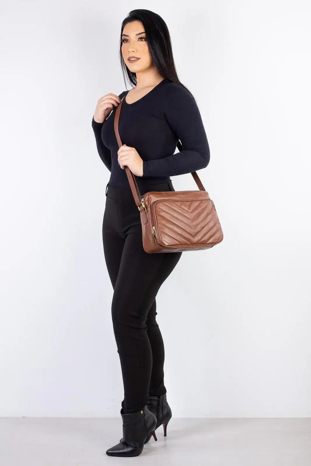 Bolsa de couro liso tiracolo Anita - Enluaze