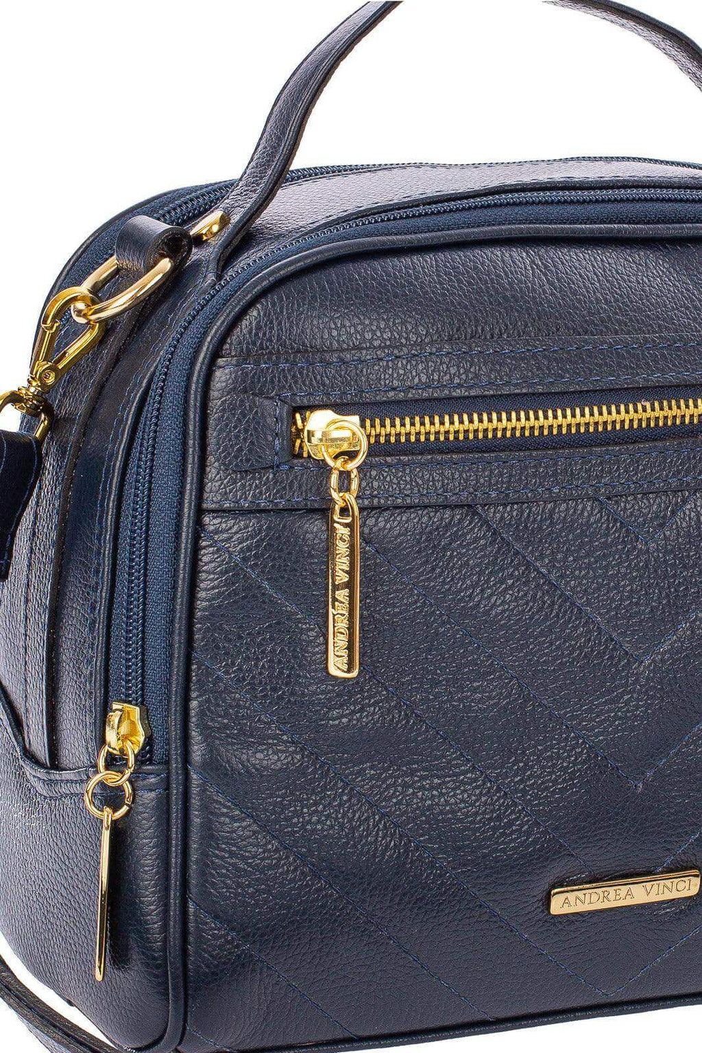 Bolsa baú pequena de couro liso Lara - Enluaze