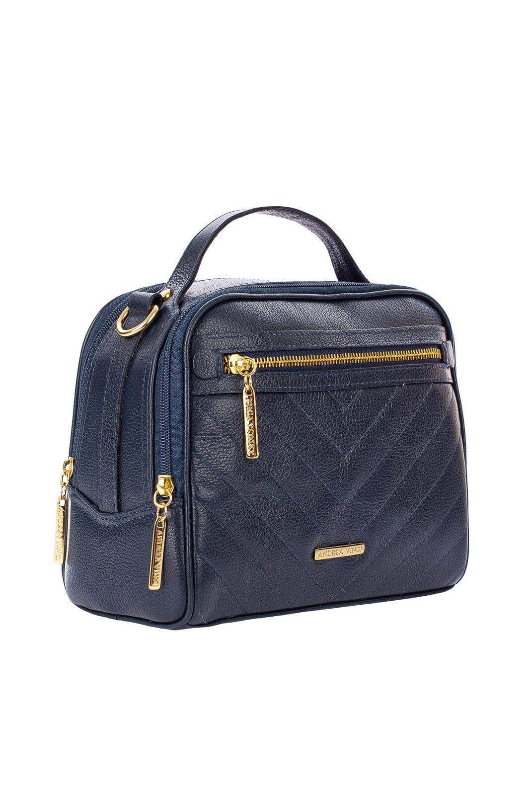 Bolsa baú pequena de couro liso Lara - Enluaze