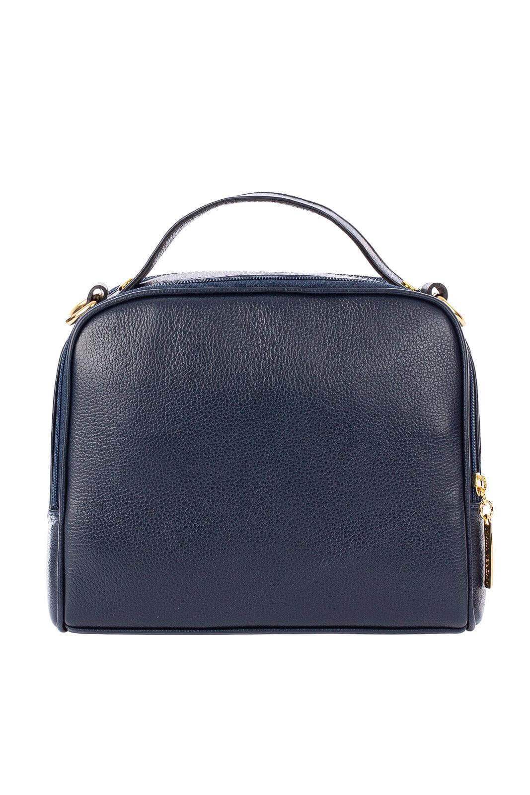 Bolsa baú pequena de couro liso Lara - Enluaze