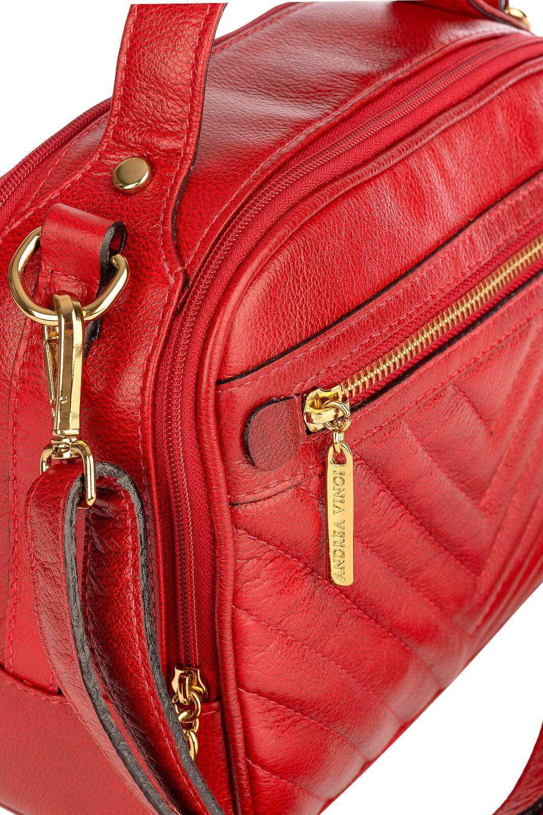 Bolsa baú pequena de couro liso Lara - Enluaze