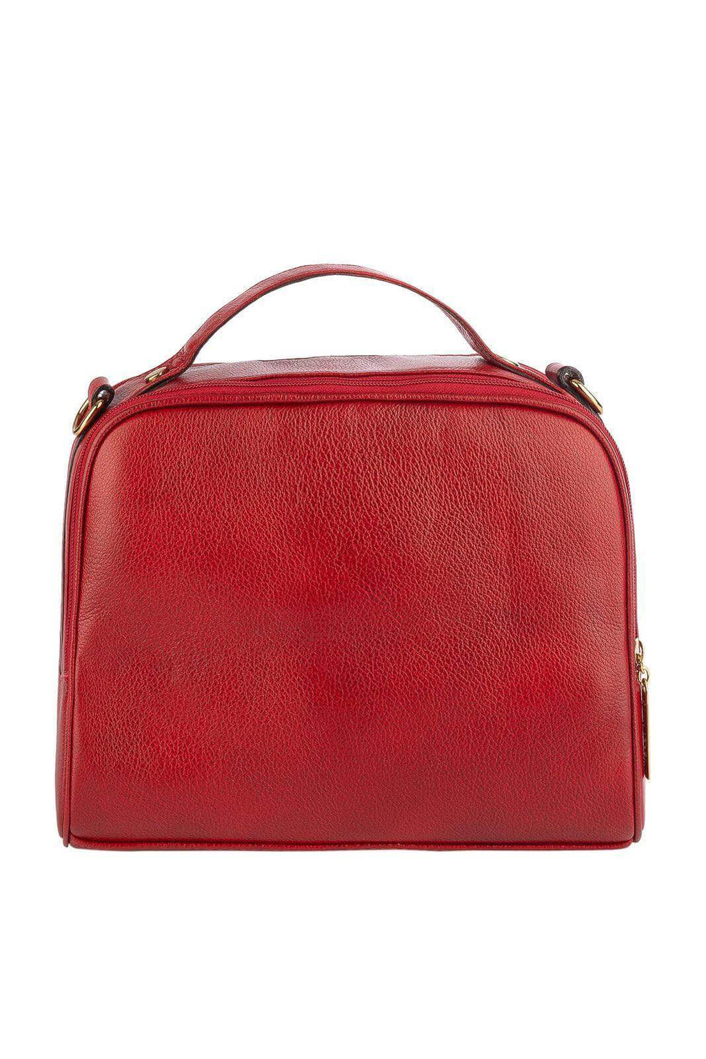 Bolsa baú pequena de couro liso Lara - Enluaze