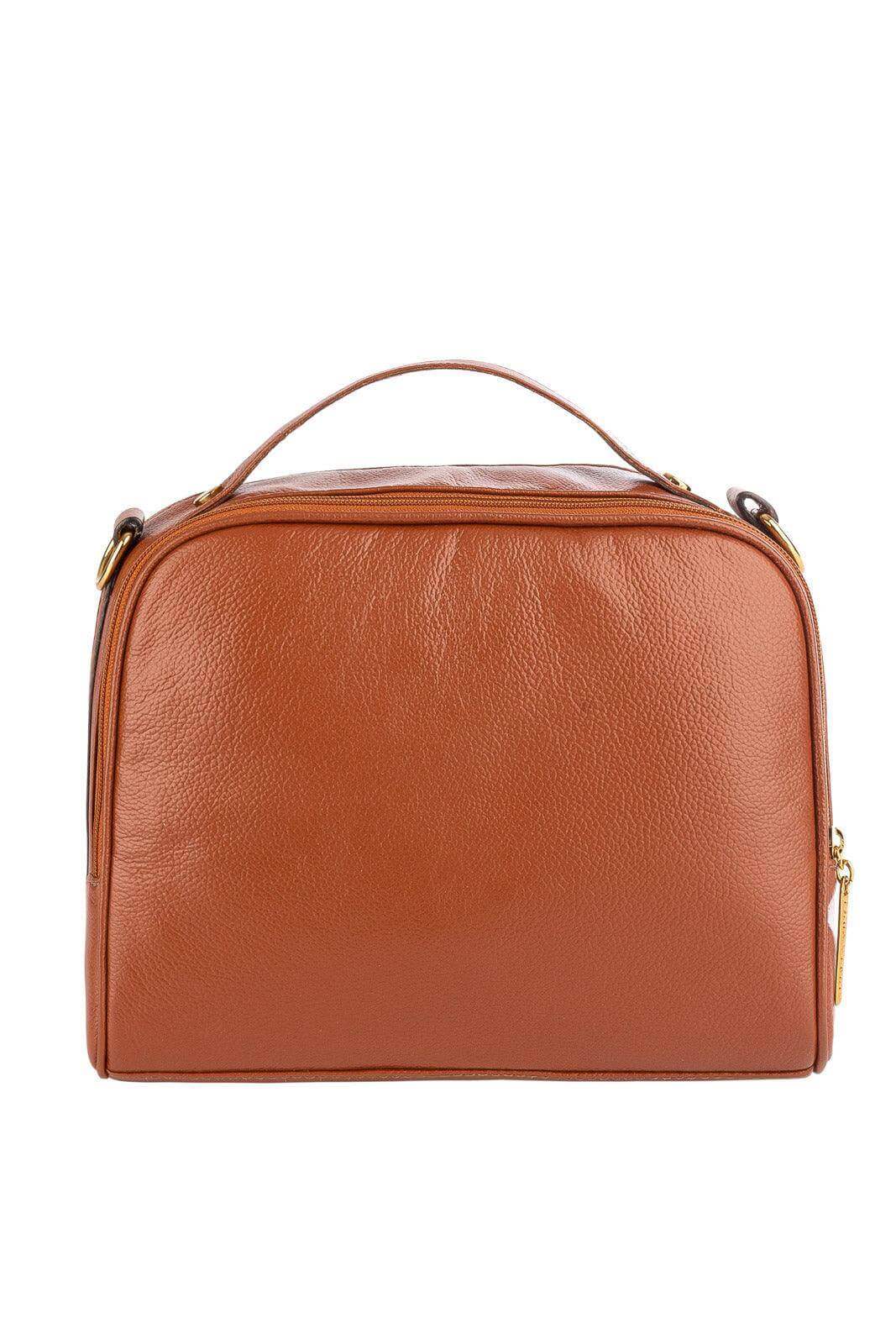 Bolsa baú pequena de couro liso Lara - Enluaze