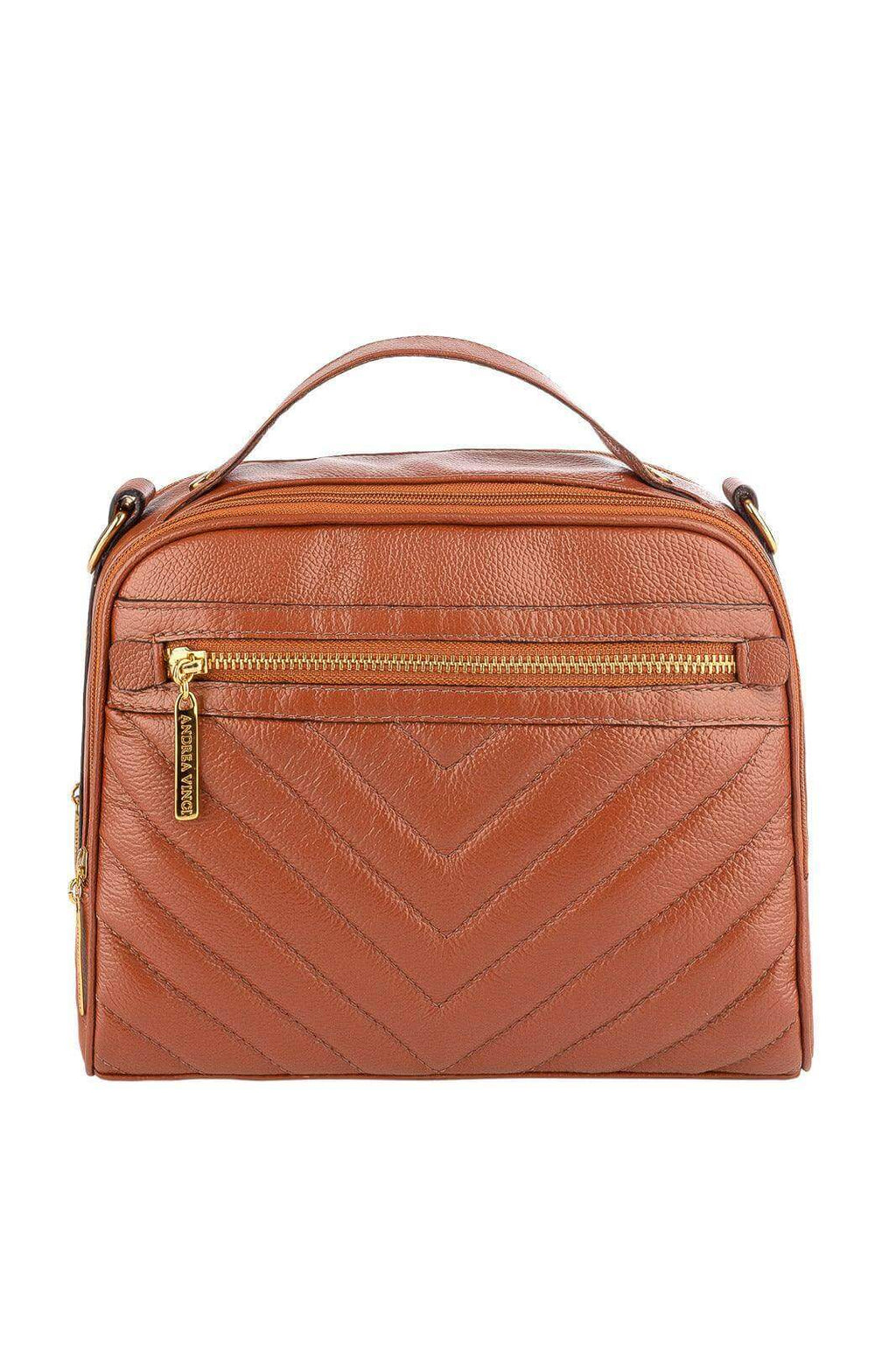 Bolsa baú pequena de couro liso Lara - Enluaze