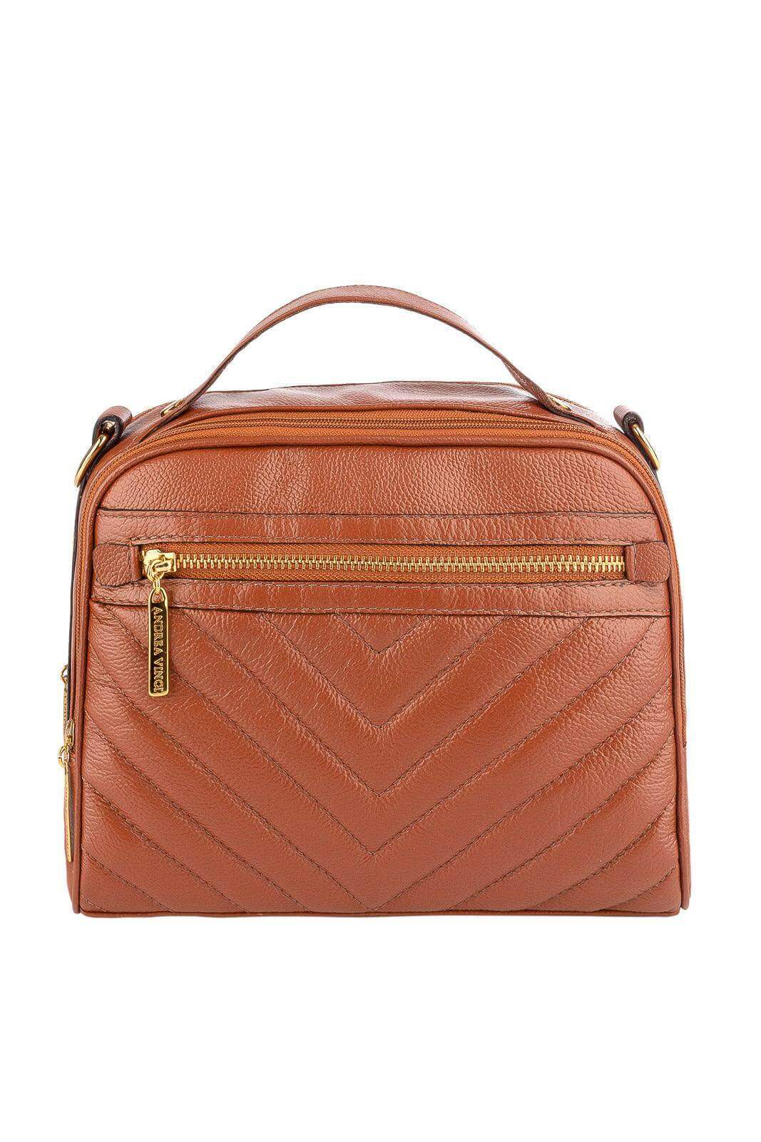 Bolsa baú pequena de couro liso Lara - Enluaze