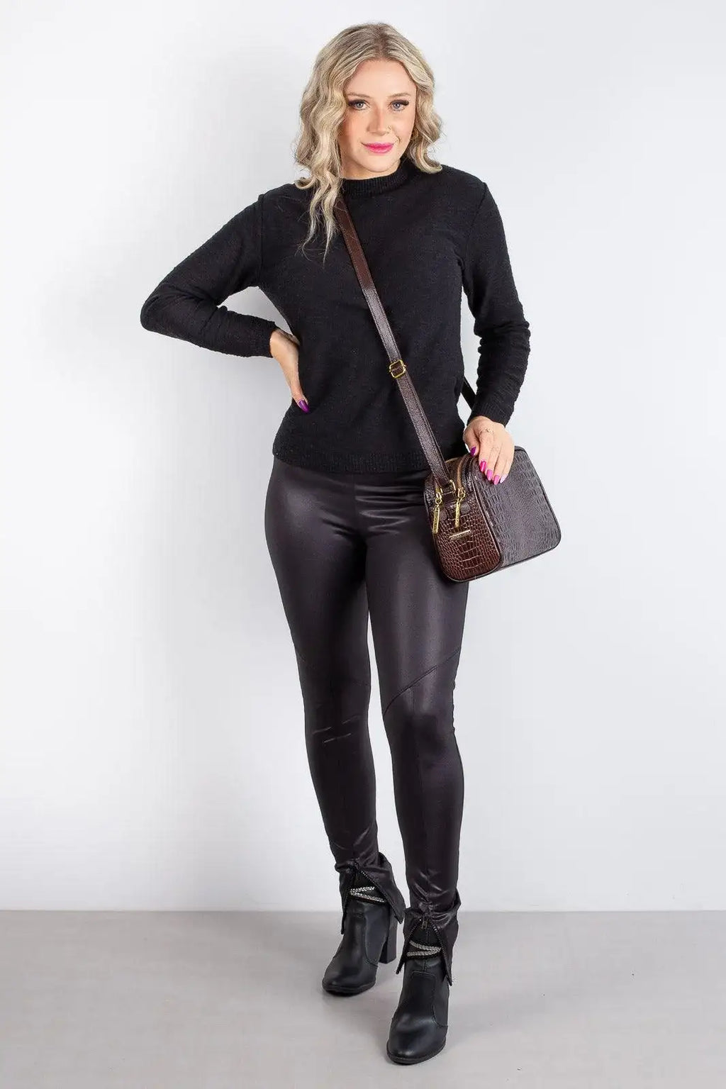 Bolsa quadrada de couro croco Daiana - Enluaze