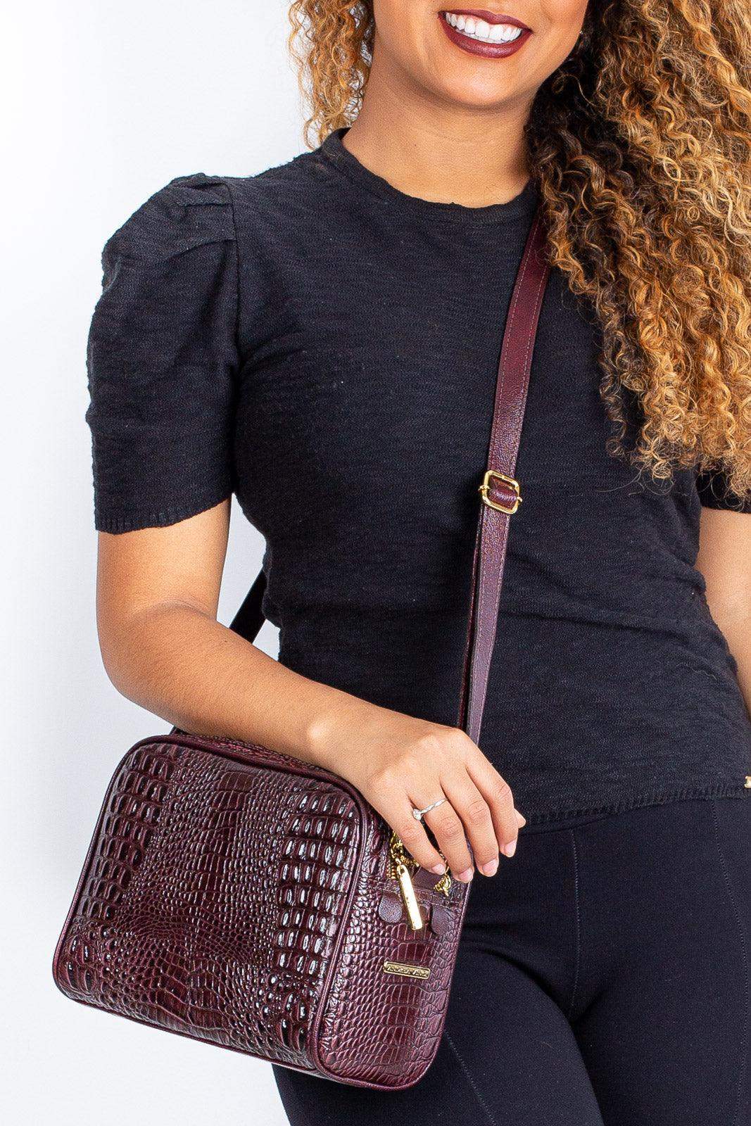 Bolsa quadrada de couro croco Daiana - Enluaze