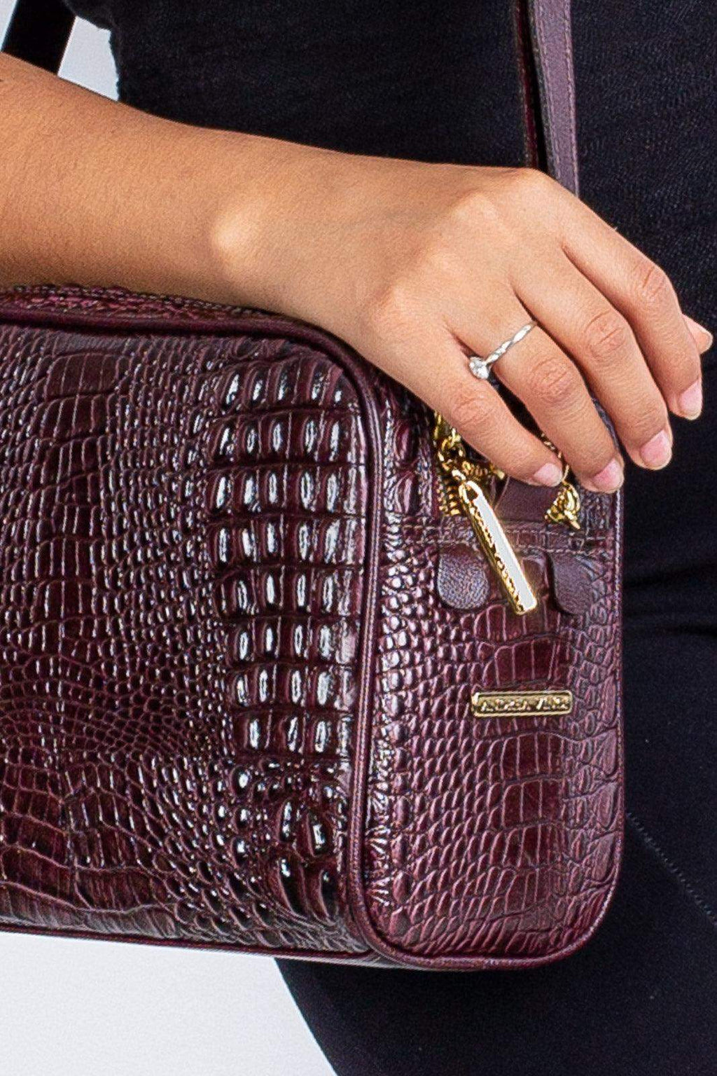 Bolsa quadrada de couro croco Daiana - Enluaze