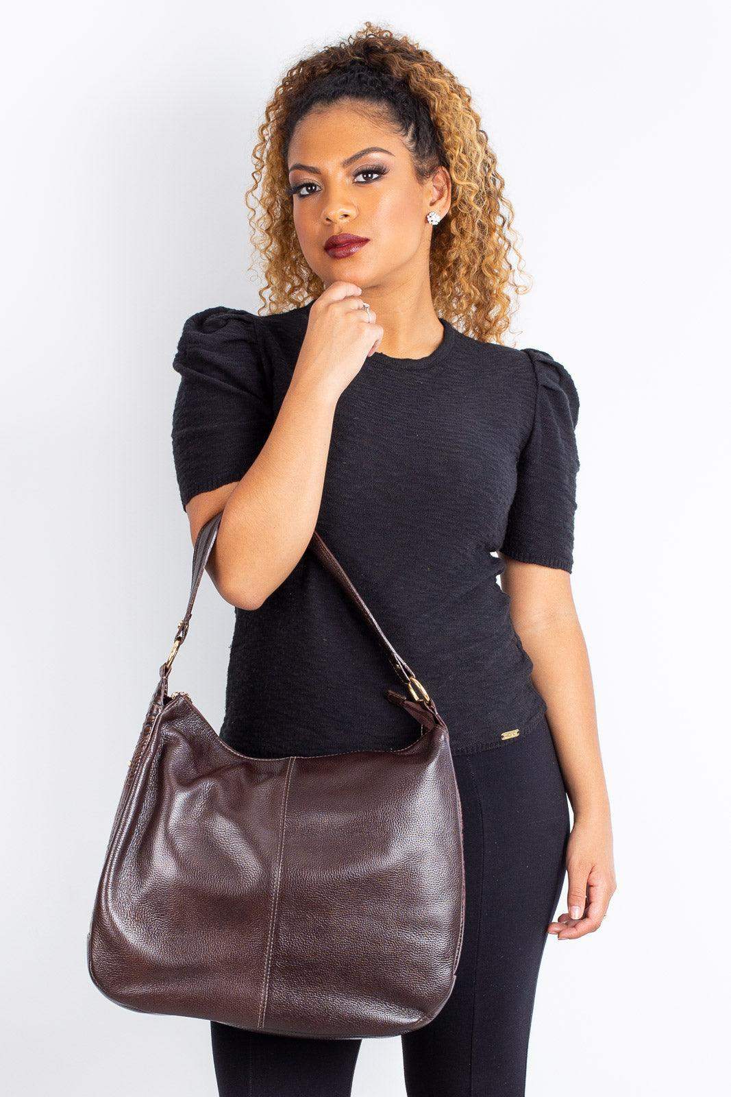 Bolsa saco grande de couro liso Carla - Enluaze