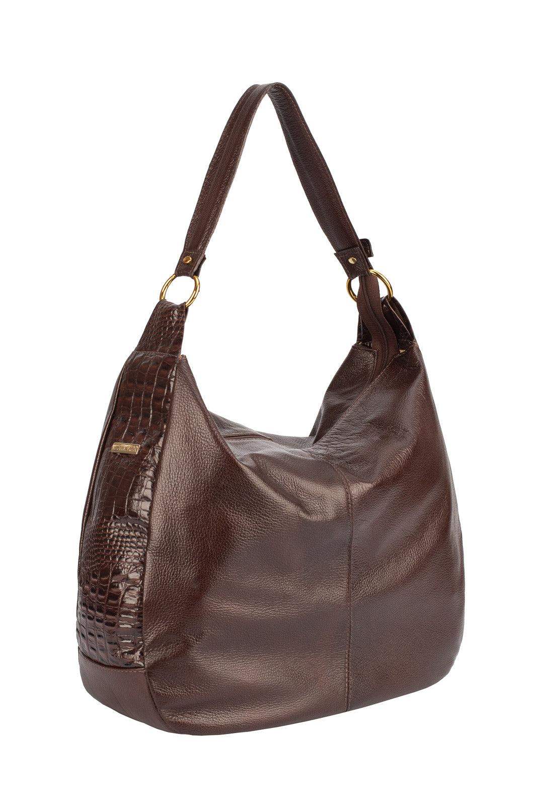 Bolsa saco grande de couro liso Carla - Enluaze