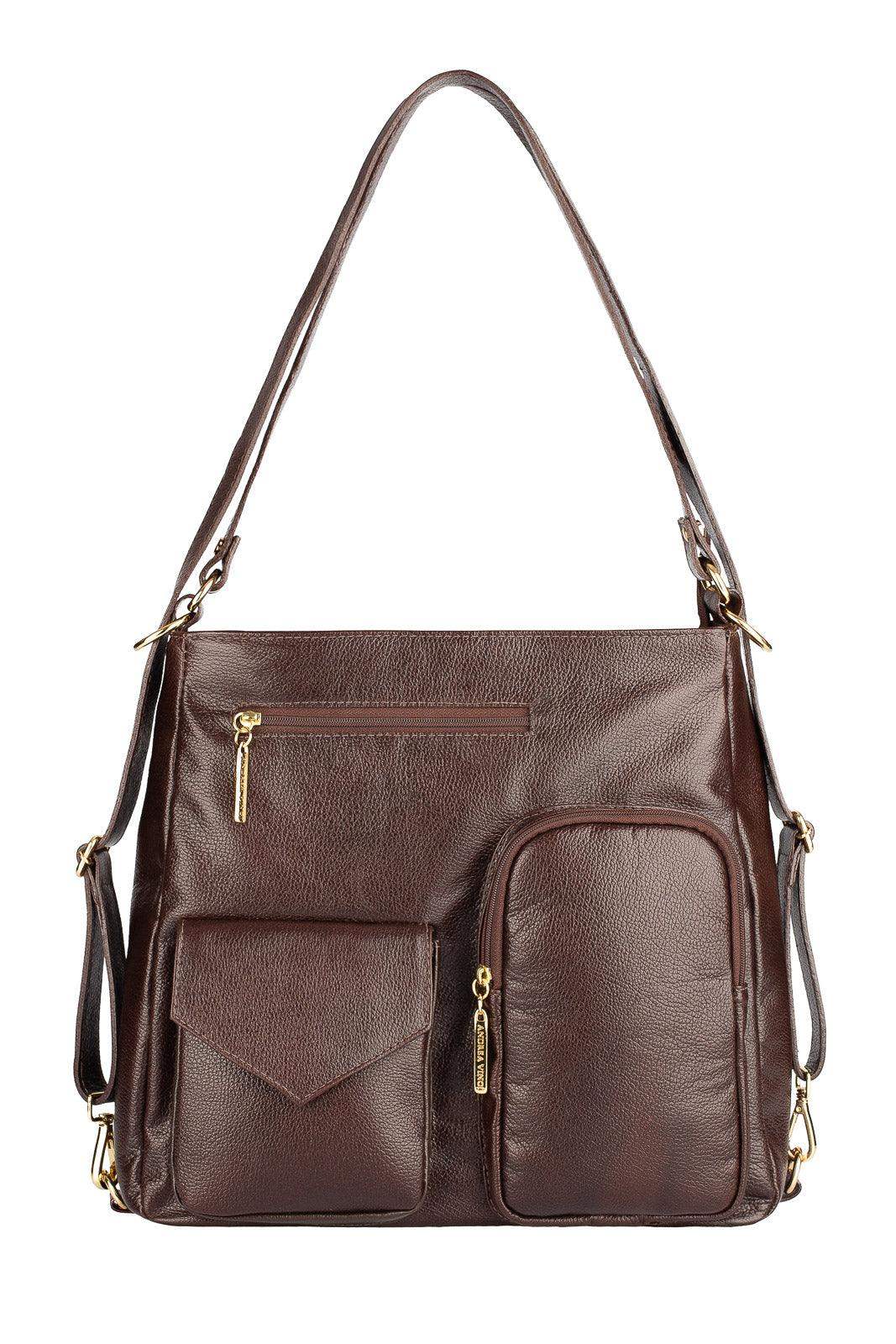 Bolsa mochila de couro liso Érica - Enluaze