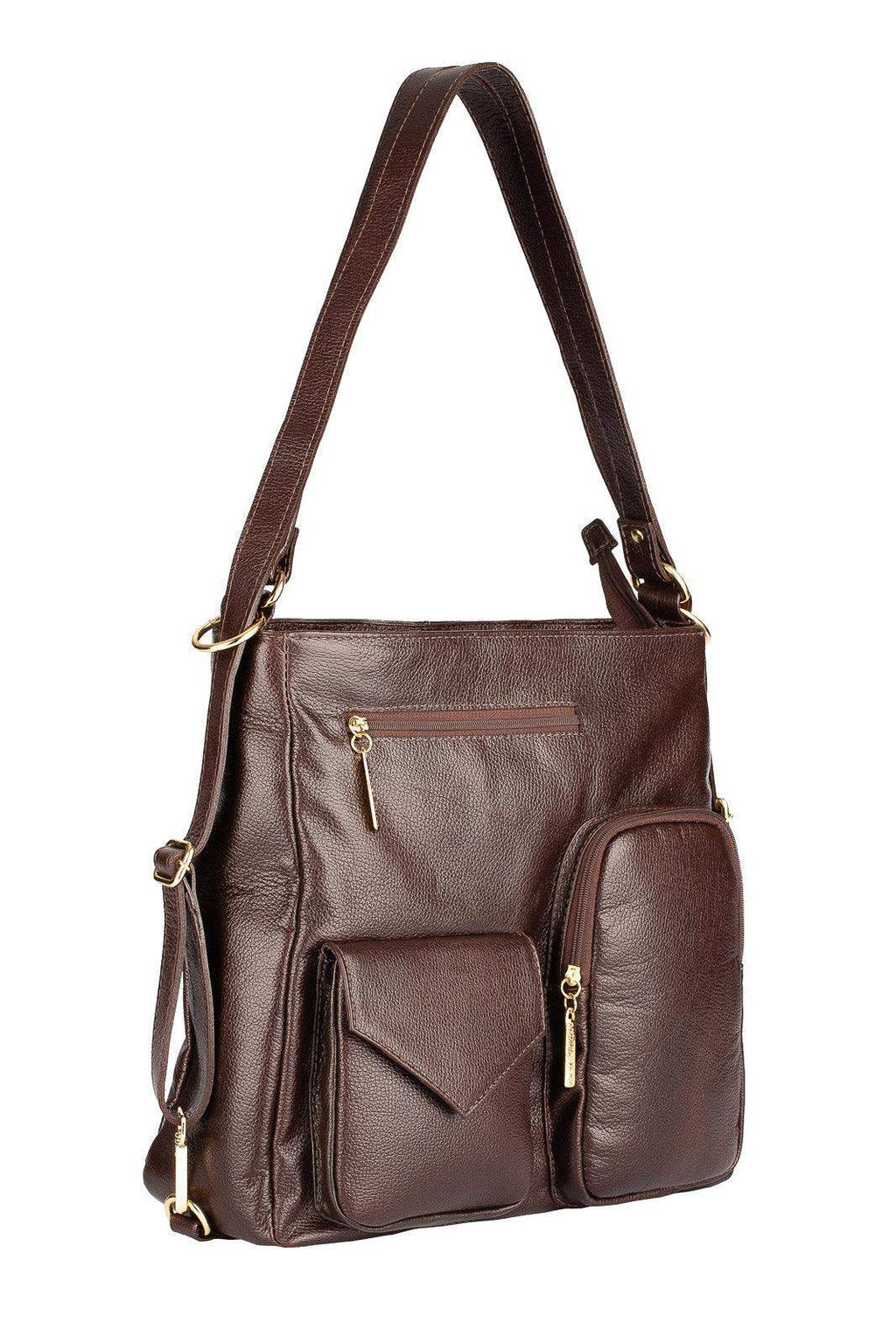 Bolsa mochila de couro liso Érica - Enluaze