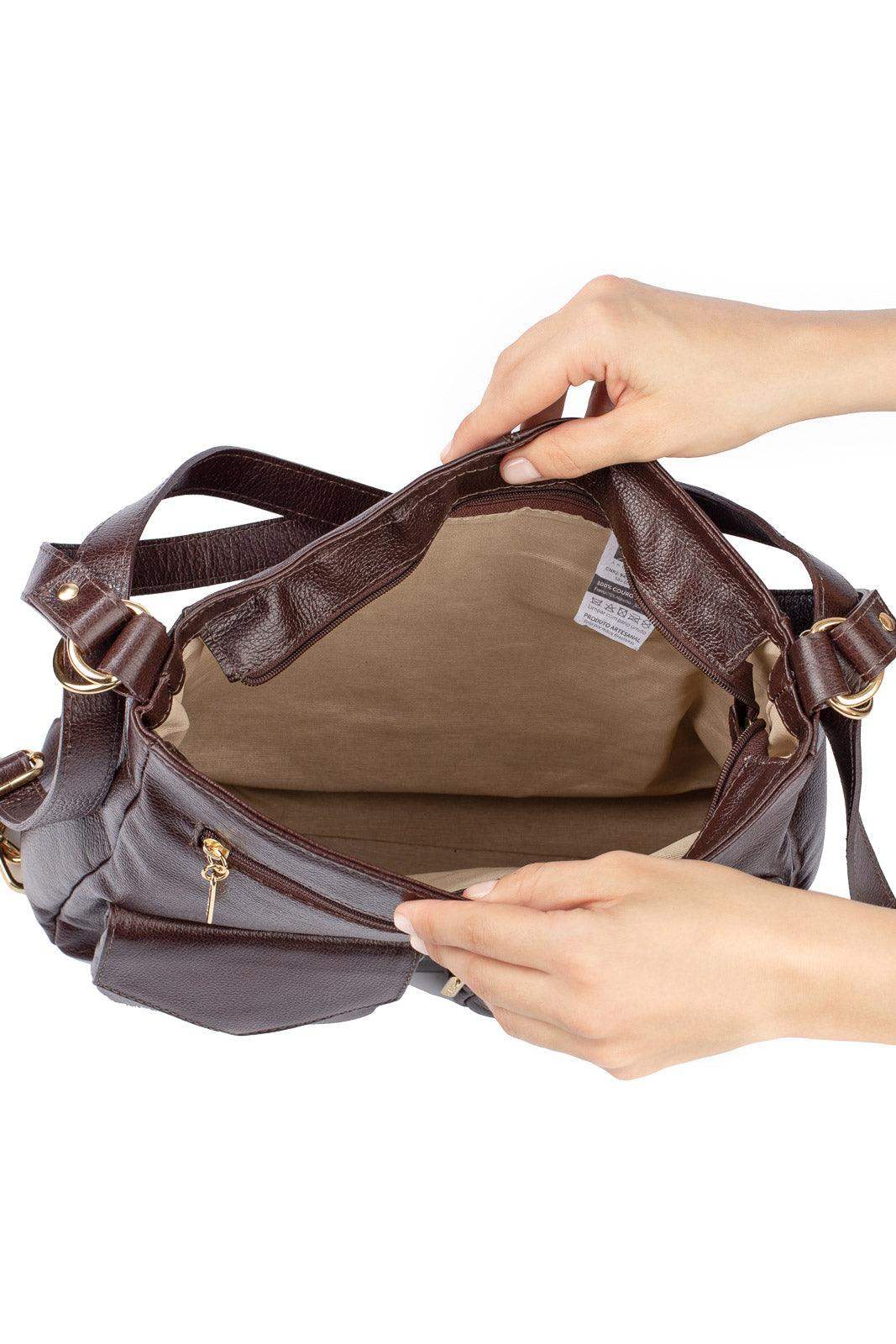 Bolsa mochila de couro liso Érica - Enluaze