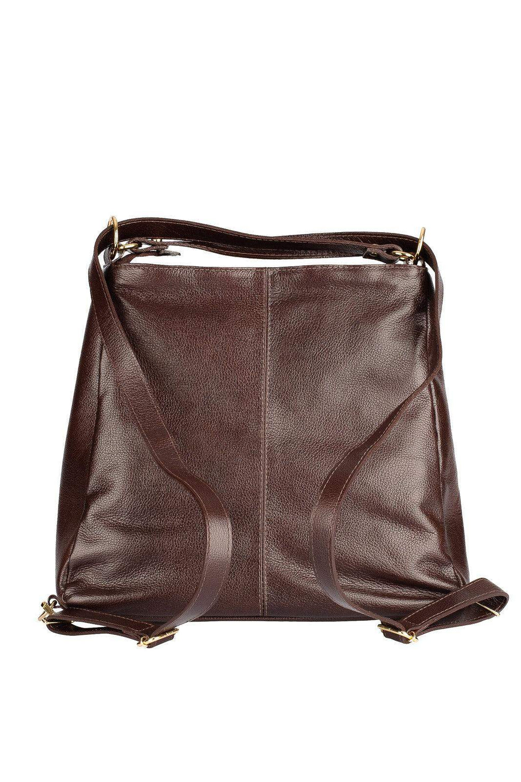 Bolsa mochila de couro liso Érica - Enluaze