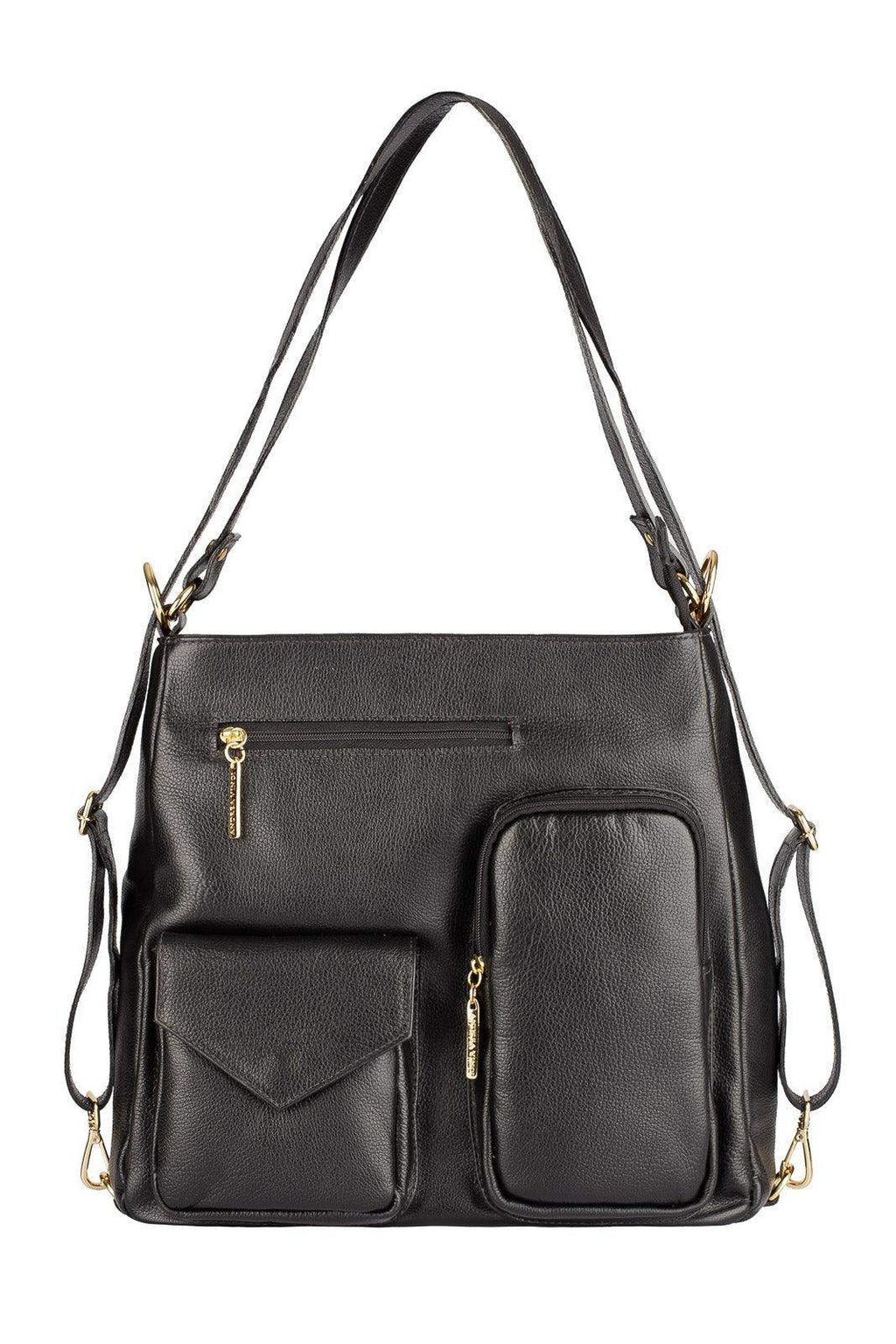 Bolsa mochila de couro liso Érica - Enluaze