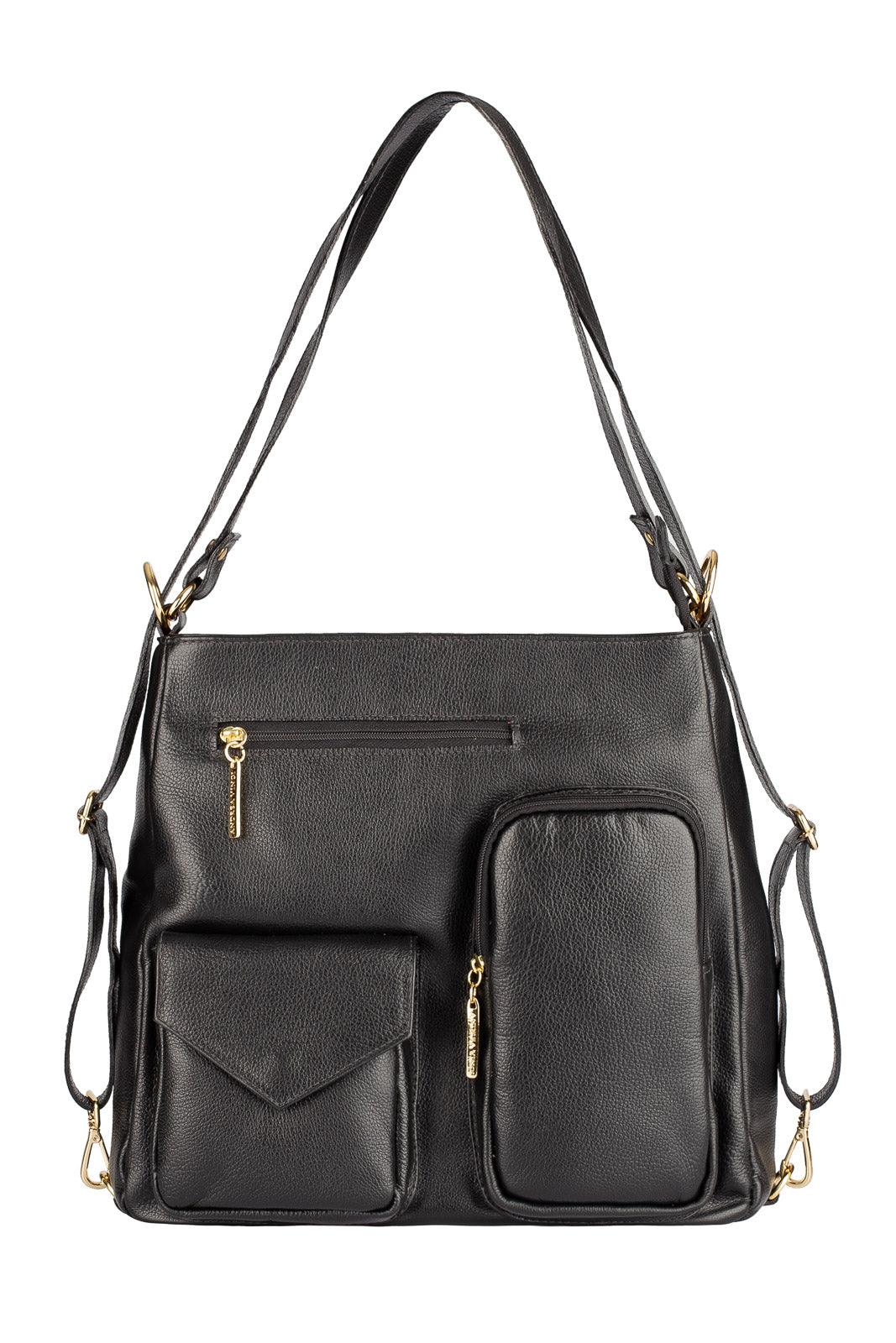 Bolsa mochila de couro liso Érica - Enluaze