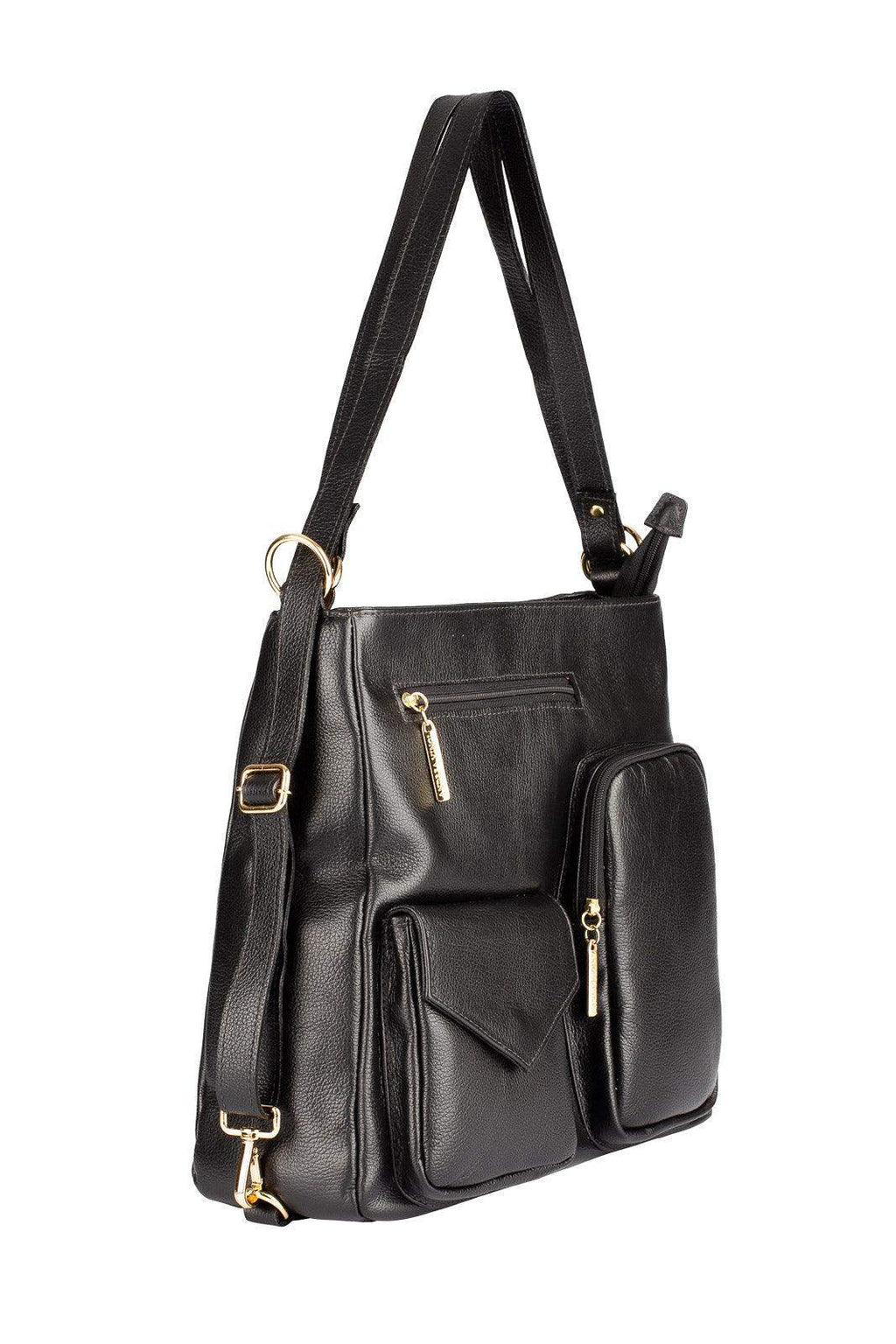 Bolsa mochila de couro liso Érica - Enluaze