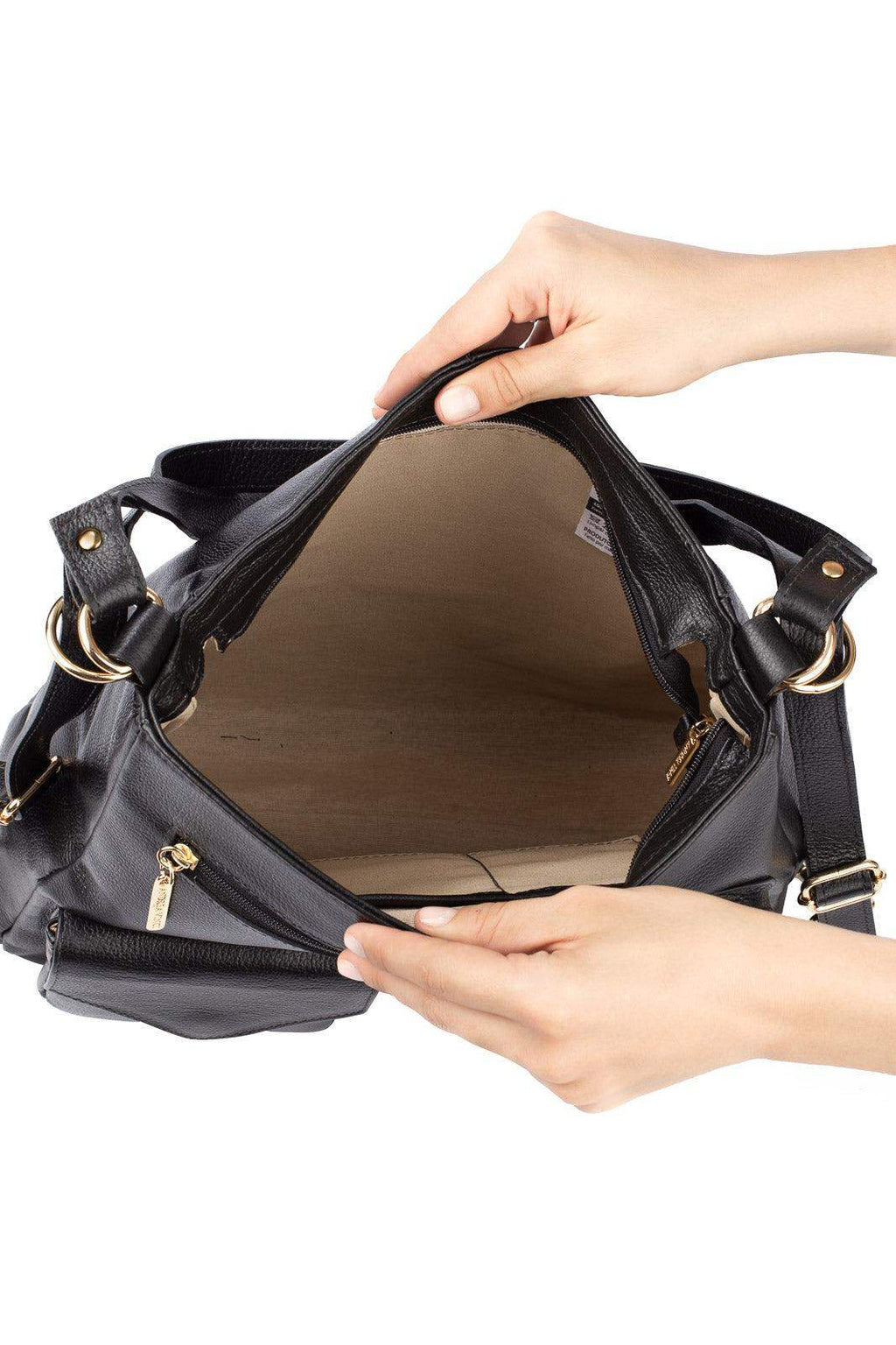 Bolsa mochila de couro liso Érica - Enluaze