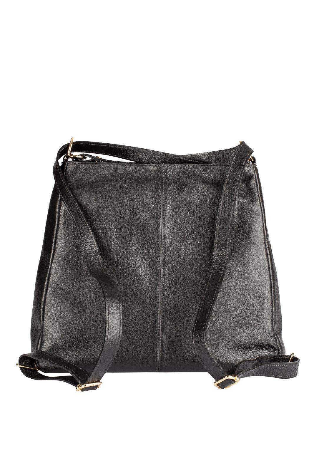 Bolsa mochila de couro liso Érica - Enluaze